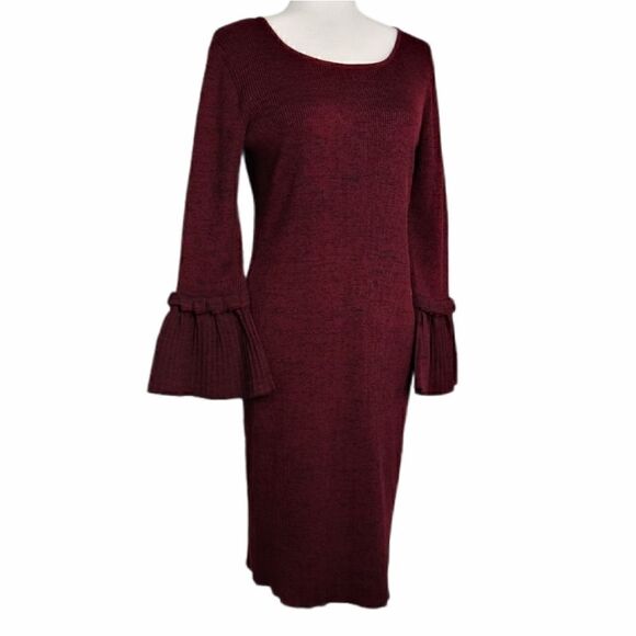 Nina Leonard Scoopneck Pleated Sleeve Shift Dress - Picture 5 of 15